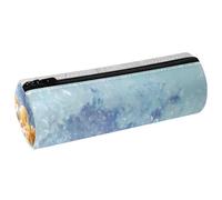 VAPOKF Seashells and Bubbles PU Leather Barrel Pen Pencil Case Coin Purse Cosmetic Makeup Bag per Studenti Cancelleria Scuola Ufficio Storage