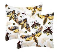 VAPOKF Set di 2 federe per cuscino per falene volanti e insetti luccioline, 45 x 45 cm, per cuscino quadrato in casa per la primavera, la casa, il divano, la decorazione