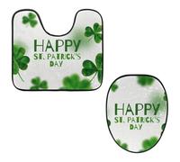 VAPOKF Set di 2 tappetini da bagno a forma di U e copriwater in morbida flanella antiscivolo, con scritta "Happy St. Patrick's Day"