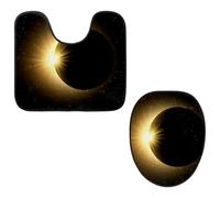 VAPOKF Set di 2 tappetini da bagno con piedistallo, tappetino sagomato a forma di U e copriwater copriwater, morbida flanella antiscivolo, copertura per sedile WC, sfondo nero, spazio, cielo con