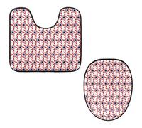 VAPOKF Set di 2 tappetini da bagno con piedistallo, tappetino sagomato a forma di U e copriwater, morbida flanella antiscivolo, tappetino da bagno per sedile WC, motivo stelle blu rosse USA