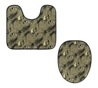VAPOKF Set di 2 tappetini da bagno con piedistallo, tappetino sagomato a forma di U e copriwater, morbida flanella antiscivolo, copriwater, motivo rinoceronte africano