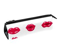 VAPOKF Set di astuccio rosso con labbra pop art per cancelleria, astuccio per matite e cosmetici, borsa compatta con cerniera, Multi, 5.5 ×6 ×20CM/2.2x2.4x7.9 in, Organizer per borse
