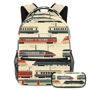 VAPOKF Set di borse per la scuola con treno ad alta velocità con filo elettrico, per adolescenti, ragazze, ragazzi, bambini, zaino per studenti con astuccio per scuola primaria secondaria, Multi,