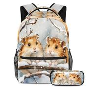 VAPOKF Set di due criceti su un ramo per la scuola, per adolescenti, ragazze, ragazzi, bambini, zaino con astuccio per scuola elementare secondaria, Multi, Taglia unica, Set di zaini per la scuola