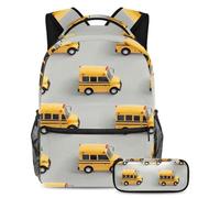 VAPOKF Set di mini zaino per scuola con autobus e auto, per adolescenti, ragazze, ragazzi, bambini, zaino con astuccio per scuola primaria, secondaria, junior, Multi, Taglia unica, Set di zaini per la