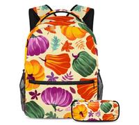 VAPOKF Set di zaini colorati per la scuola del Ringraziamento, per adolescenti, ragazze, ragazzi, bambini, zaino per libri e studenti, con astuccio per la scuola primaria secondaria, Multi, Taglia