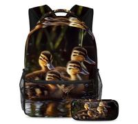 VAPOKF Set di zaini da scuola indiani con anatre sull'acqua, per adolescenti, ragazze, ragazzi, bambini, zaino per studenti con astuccio per scuola primaria secondaria, Multi, Taglia unica, Set di