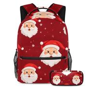 VAPOKF Set di zaini per la scuola con Babbo Natale con cappelli rossi, per adolescenti, ragazze, ragazzi, bambini, zaino per studenti con astuccio per scuola primaria secondaria, Multi, Taglia unica