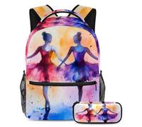 VAPOKF Set di zaini per la scuola con ballerina dacing, per adolescenti, ragazze, ragazzi, bambini, zaino per studenti con astuccio per scuola primaria secondaria, Multi, Taglia unica, Set di zaini