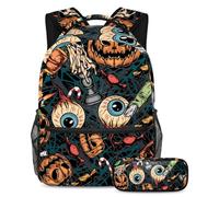 VAPOKF Set di zaini per la scuola con bulbo oculare umano e ossa rotte, per adolescenti, ragazze, ragazzi, bambini, zaino con astuccio per scuola primaria secondaria e superiore, Multi, Taglia unica,