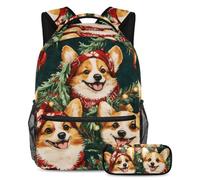 VAPOKF Set di zaini per la scuola con campanelle dell'albero di Natale, per adolescenti, ragazze, ragazzi, bambini, zaino per studenti con astuccio per scuola primaria secondaria, Multi, Taglia unica