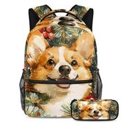 VAPOKF Set di zaini per la scuola con cane Corgi in acquerello, per adolescenti, ragazze, ragazzi, bambini, zaino per studenti con astuccio per scuola primaria secondaria, Multi, Taglia unica, Set di