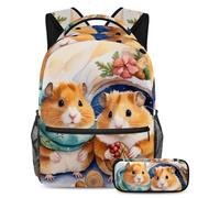 VAPOKF Set di zaini per la scuola con criceti e nido per adolescenti, ragazze, ragazzi, bambini, zaino per studenti con astuccio per scuola primaria secondaria, Multi, Taglia unica, Set di zaini per