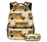 VAPOKF Set di zaini per la scuola con fila di scuolabus, per adolescenti, ragazze, ragazzi, bambini, zaino con astuccio per scuola elementare, secondaria e superiore, Multi, Taglia unica, Set di zaini