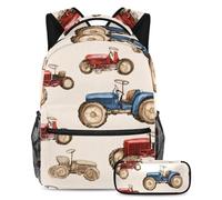 VAPOKF Set di zaini per la scuola con macchinari agricoli, per adolescenti, ragazze, ragazzi, bambini, zaino per studenti, con astuccio per scuola elementare, secondaria, Multi, Taglia unica, Set di