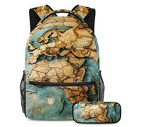 VAPOKF Set di zaini per la scuola con mappa dell'Africa del mondo, per adolescenti, ragazze, ragazzi, bambini, zaino con astuccio per scuola elementare secondaria, Multi, Taglia unica, Set di zaini