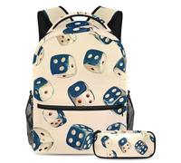 VAPOKF Set di zaini per la scuola con motivo a dadi senza cuciture per adolescenti, ragazze, ragazzi, bambini, zaino per studenti con astuccio per scuola primaria secondaria, Multi, Taglia unica, Set