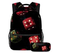 VAPOKF Set di zaini per la scuola con numero quattro dadi per adolescenti, ragazze, ragazzi, bambini, zaino per studenti con astuccio per scuola primaria secondaria, Multi, Taglia unica, Set di zaini