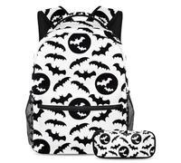 VAPOKF Set di zaini per la scuola con sagoma di fantasma di Halloween, per adolescenti, ragazze, ragazzi, bambini, zaino per studenti con astuccio per scuola primaria secondaria, Multi, Taglia unica,