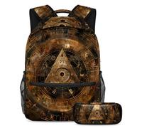 VAPOKF Set di zaini per la scuola con scritta in inglese "Rust Bill Cipher Wheel", per adolescenti, ragazze, ragazzi, bambini, con astuccio per scuola elementare, secondaria e superiore, Multi, Taglia