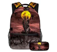 VAPOKF Set di zaini per la scuola con scritta in lingua inglese "Hand Out of Hell", per adolescenti, ragazze, ragazzi, bambini, zaino con astuccio per scuola elementare e secondaria, Multi, Taglia