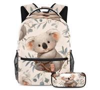 VAPOKF Set di zaini per la scuola con simpatico koala che si siede sul ramo per adolescenti, ragazze, ragazzi, bambini, zaino per studenti con astuccio per scuola primaria secondaria