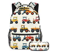 VAPOKF Set di zaini per la scuola con trattore agricolo, per adolescenti, ragazze, ragazzi, bambini, zaino con astuccio per scuola elementare secondaria, Multi, Taglia unica, Set di zaini per la