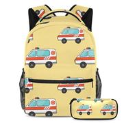 VAPOKF Set di zaini per la scuola di emergenza con auto per adolescenti, ragazze, ragazzi, bambini, zaino per studenti con astuccio per scuola primaria secondaria, Multi, Taglia unica, Set di zaini