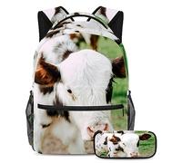 VAPOKF Set di zaini per la scuola per ragazzi e ragazze, zaino per studenti, zaino con astuccio, per la scuola, mucca della fattoria al pascolo, Multi, Taglia unica, Set di borse da scuola