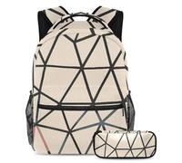 VAPOKF Set di zaini per la scuola senza cuciture con motivo a triangolo, per adolescenti, ragazze, ragazzi, bambini, zaino per studenti, con astuccio per scuola elementare, secondaria, Multi, Taglia