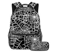 VAPOKF Set di zaini per la scuola senza cuciture con ragnatela di Halloween, per adolescenti, ragazze, ragazzi, bambini, zaino per studenti con astuccio per scuola primaria secondaria, Multi, Taglia