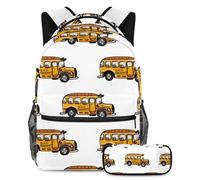 VAPOKF Set di zaini per scuola con autobus per adolescenti, ragazze, ragazzi, bambini, zaino per studenti con astuccio per scuola primaria secondaria, Multi, Taglia unica, Set di zaini per la scuola