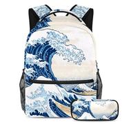 VAPOKF Set di zaini tradizionali giapponesi per adolescenti, ragazze, ragazzi, bambini, zaino con astuccio per scuola elementare secondaria