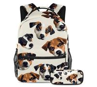 VAPOKF Set di zaino per la scuola con cane Jack Russell Terrier, per adolescenti, ragazze, ragazzi, bambini, zaino con astuccio per scuola elementare secondaria, Multi, Taglia unica, Set di zaini per