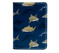 VAPOKF Sharks Under The Ccean - Custodia per passaporto da viaggio, in pelle, 11,5 x 16,5 cm, Multi, 11.5x16.5cm/4.5x6.5 in, Vintage