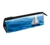 VAPOKF Shells Barca a vela sull'oceano astuccio per cancelleria, astuccio per matite, cosmetici, borsa compatta con cerniera