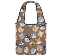 VAPOKF Smile Animals Head Canvas Tote Bags Donna Borse a Spalla Borsa Grande Riutilizzabile Borsa a Tracolla per Scuola Lavoro Ufficio Viaggi Shopping Casual
