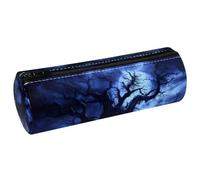 VAPOKF Spooky Night Dead Tree Grave Print - Astuccio portapenne in pelle PU, organizer per cancelleria per studenti, astuccio per trucchi, per donne, ragazze, ragazzi, bambini, scuola e ufficio, Multi