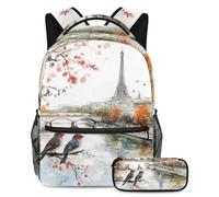 VAPOKF Spring Birds Tower River - Set di zaini per la scuola, per adolescenti, ragazze, ragazzi, bambini, zaino con astuccio per scuola elementare secondaria, Multi, Taglia unica, Set di zaini per la