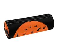 VAPOKF Sunset Country Farm Animals Barile in pelle portapenne portamonete borsa cosmetica borsa per il trucco per studenti cancelleria scuola ufficio stoccaggio
