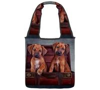 VAPOKF Teo Puppies in a Vintage Wood Box Canvas Tote Bags Donna Borsa a Tracolla Riutilizzabile Borsa a Tracolla per Scuola Lavoro Ufficio Viaggi Shopping Casual