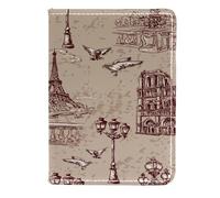 VAPOKF The River Seine Notre Dame porta passaporto portafoglio da viaggio in pelle custodia per carte di credito, 11,5 x 16,5 cm, Multi, 11.5x16.5cm/4.5x6.5 in, Vintage