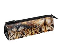 VAPOKF Tiger and Lions - Astuccio per penne e matite, astuccio per cosmetici, borsa compatta con cerniera