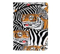VAPOKF Tiger and Zebra - Porta passaporto da viaggio, in pelle, 11,5 x 16,5 cm, Multi, 11.5x16.5cm/4.5x6.5 in, Vintage