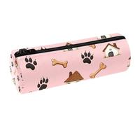 VAPOKF Tiny House, astuccio in pelle con impronte di zampe, per penne, matite, monete, cosmetici, per studenti, cancelleria, scuola, ufficio