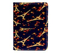 VAPOKF Torre Eiffel con foglie autunnali porta passaporto portafoglio da viaggio in pelle custodia per carte di credito, 11,5 x 16,5 cm, Multi, 11.5x16.5cm/4.5x6.5 in, Vintage