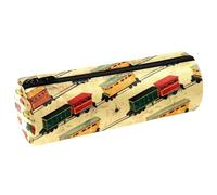 VAPOKF Train on The Road - Astuccio in pelle PU per penne, matite, monete, cosmetici, articoli di cancelleria per studenti, scuola, lavoro, ufficio, Multi, 20x6.3cm/7.9x2.5in, Astucci per matite