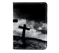VAPOKF Tre croci su Spooky Hill porta passaporto portafoglio da viaggio in pelle custodia per carte di credito, 11,5 x 16,5 cm, Multi, 11.5x16.5cm/4.5x6.5 in, Vintage
