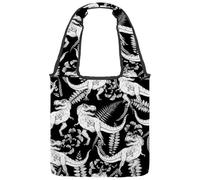 VAPOKF Tyrannosaur Dinosaur Skeleton Tropical Leave Canvas Tote Bags Women Shoulder Bags Large Reusable Carry Bag Bag Bag per la scuola, il lavoro, l'ufficio, i viaggi, lo shopping, casual